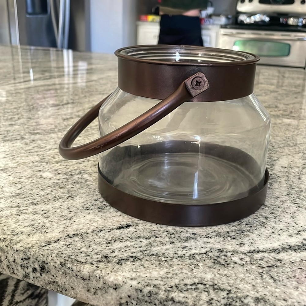 Glass Bucket with Bronze Handle